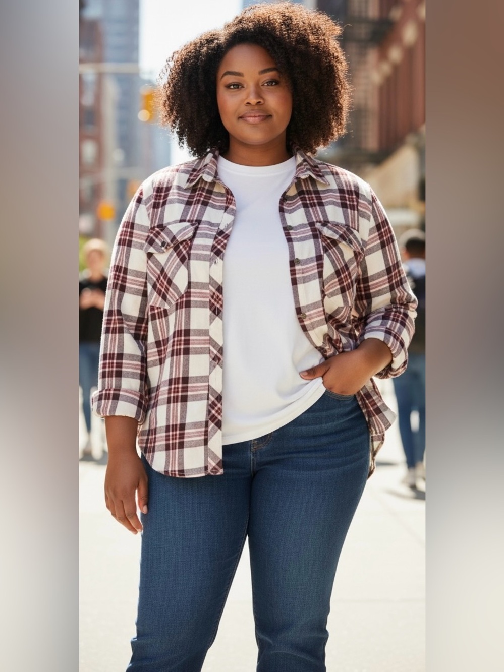NWT Sanctuary Boyfriend For Life Renegade Plaid Button Down  Top Size 3X